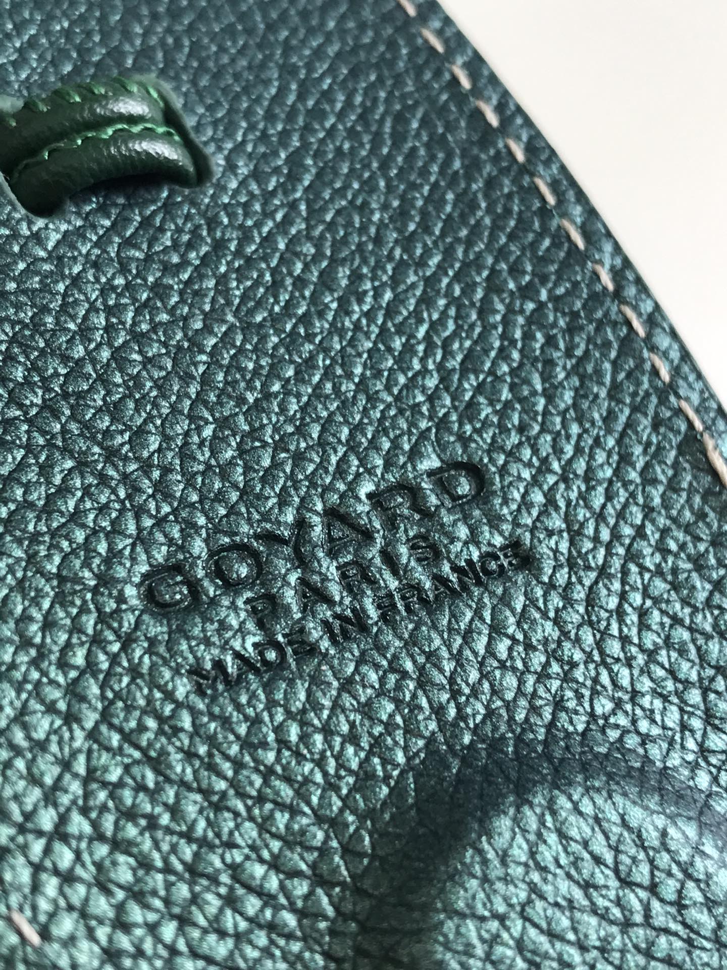 ANJOU MINI BAG 20 IN GREEN CALFSKIN AND GOYARDINE CANVAS