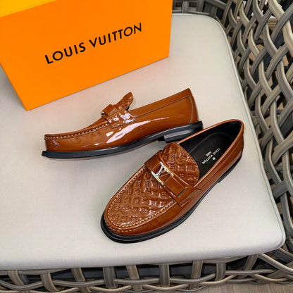LV MAJOR LOAFERS IN CHOCOLATE BROWN EMBOSSED CALFSKIN