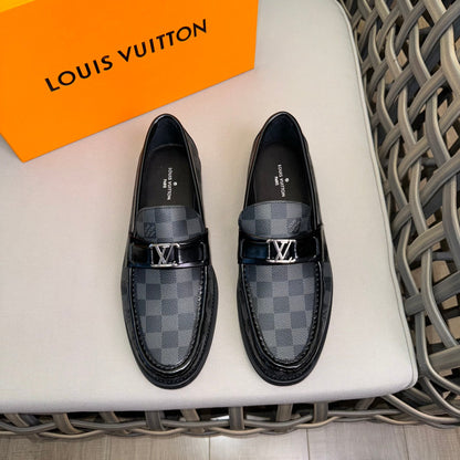 LV MAJOR LOAFERS IN GREY MIX BLACK DAMIER CALFSKIN