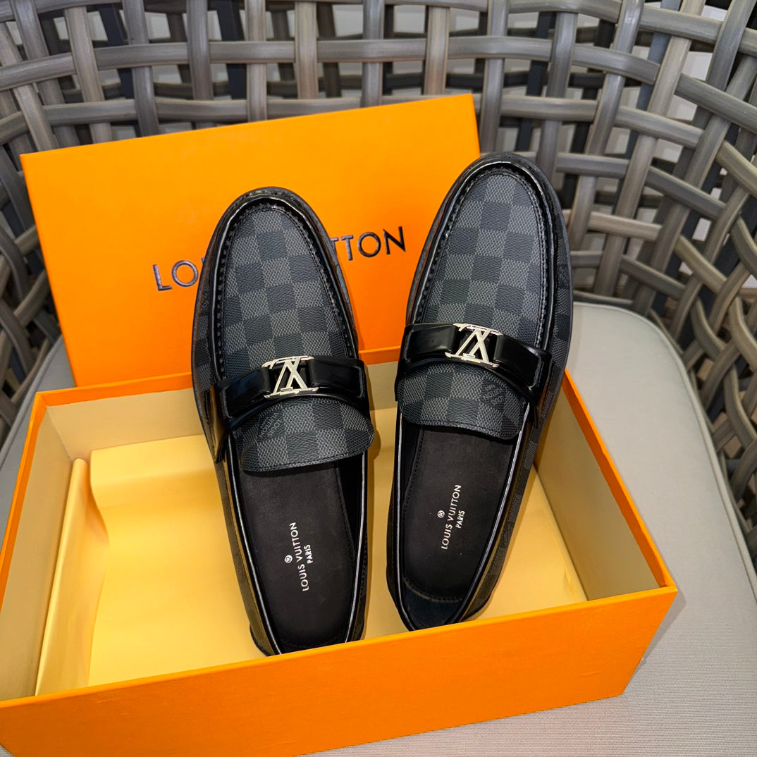 LV MAJOR LOAFERS IN GREY MIX BLACK DAMIER CALFSKIN