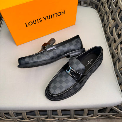 LV MAJOR LOAFERS IN GREY MIX BLACK DAMIER CALFSKIN
