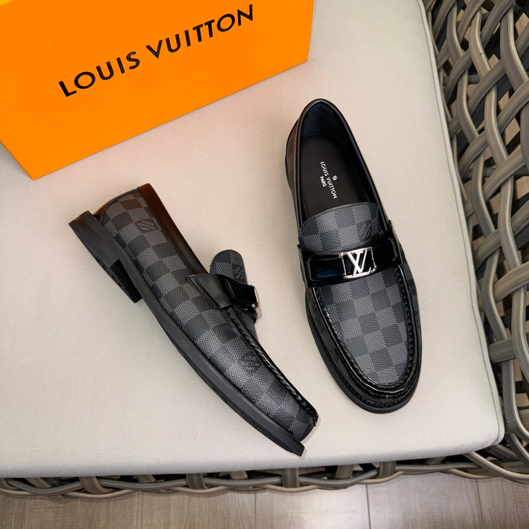 LV MAJOR LOAFERS IN GREY MIX BLACK DAMIER CALFSKIN
