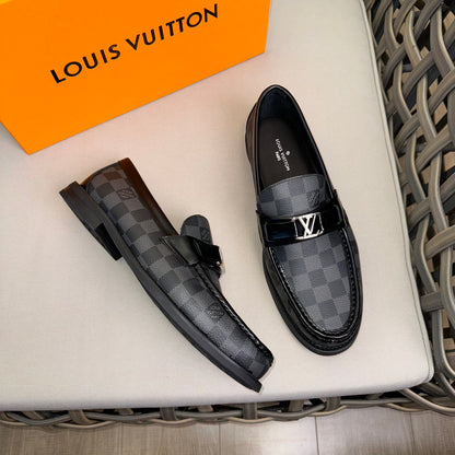 LV MAJOR LOAFERS IN GREY MIX BLACK DAMIER CALFSKIN
