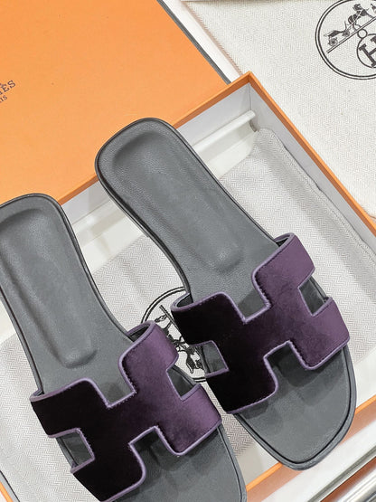 0ran sandal purple velvet goatskin