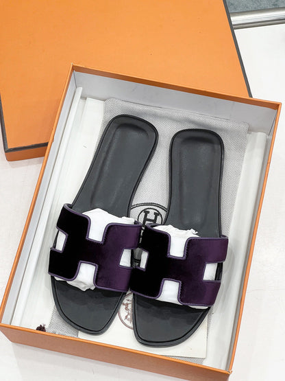 0ran sandal purple velvet goatskin