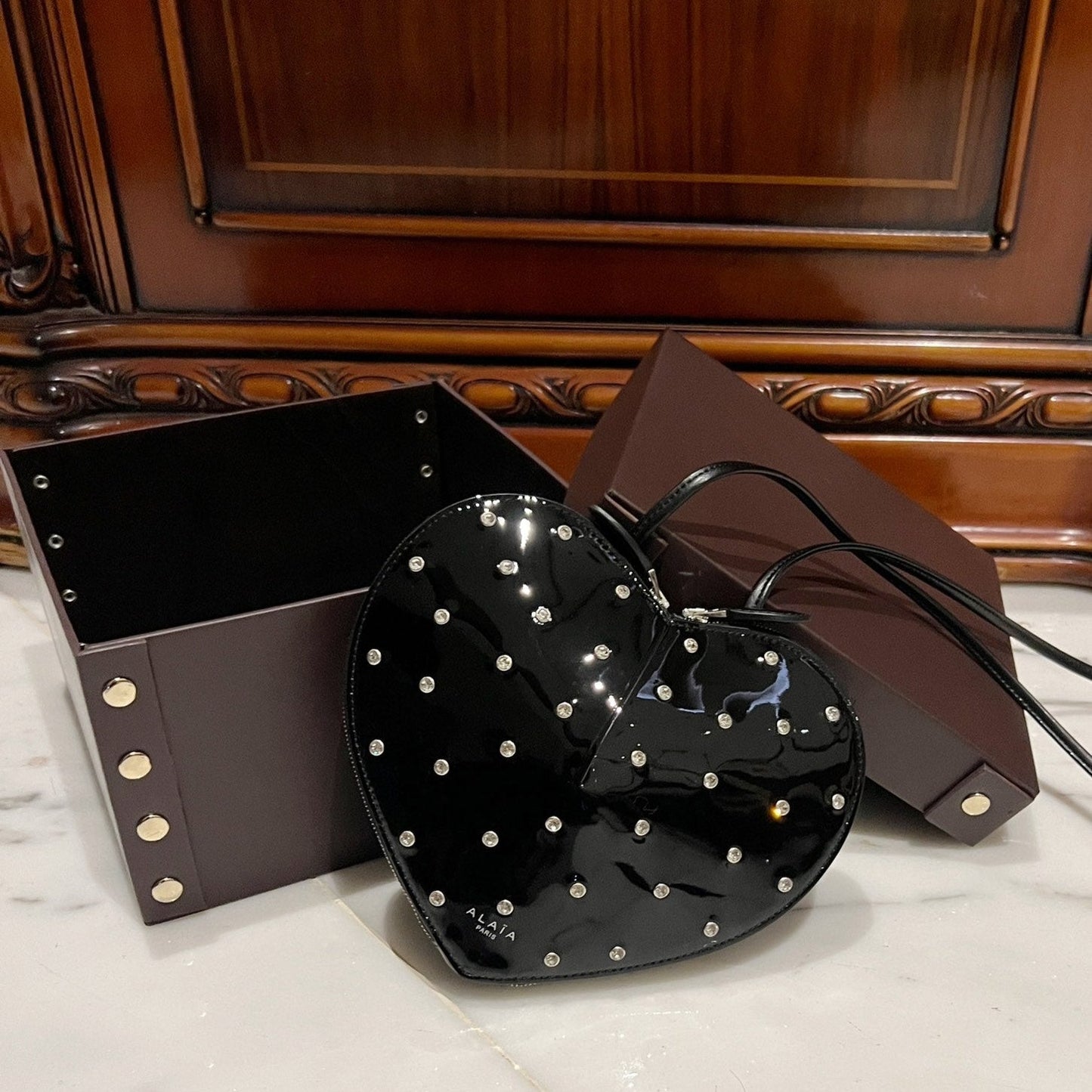 Le Coeur 21cm Black Diamonds Calfskin Shouder 243044