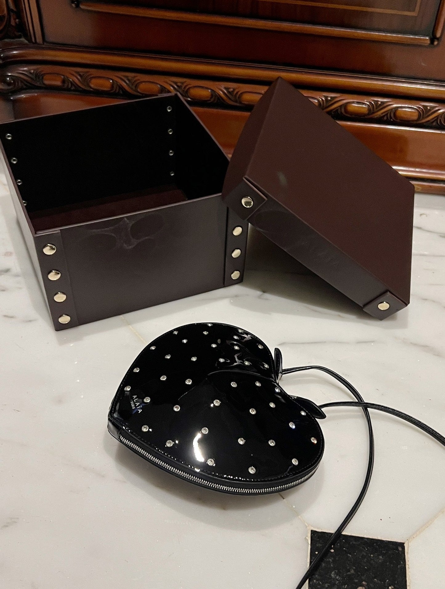 Le Coeur 21cm Black Diamonds Calfskin Shouder 243044