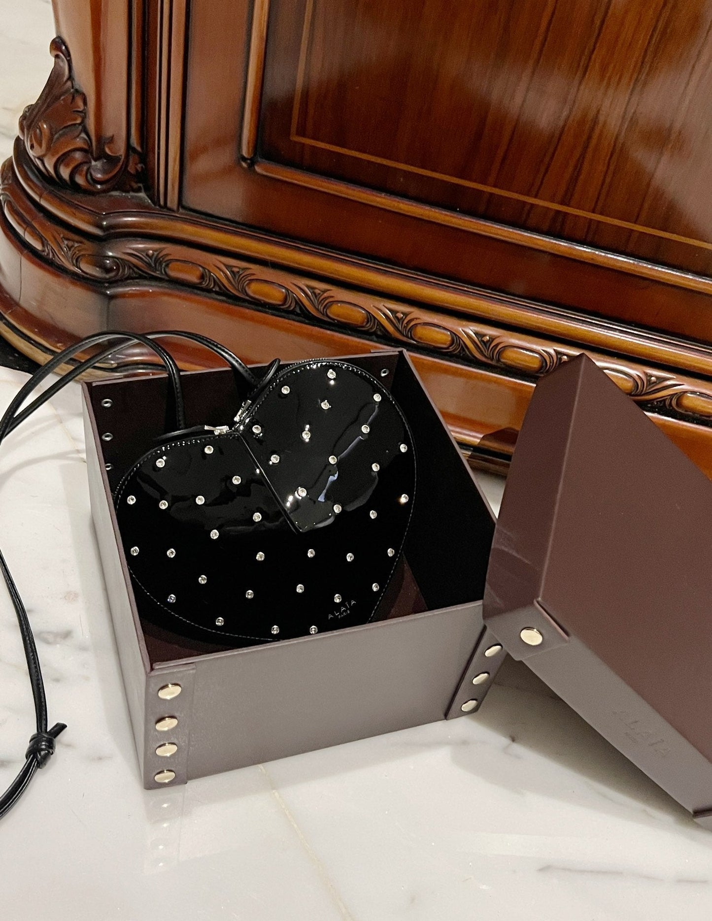 Le Coeur 21cm Black Diamonds Calfskin Shouder 243044