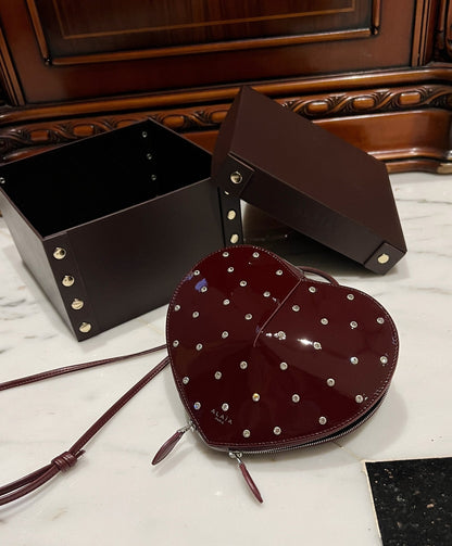 Le Coeur 21cm Burgundy Diamonds Calfskin Shouder 243042