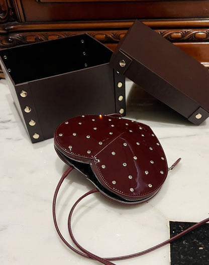 Le Coeur 21cm Burgundy Diamonds Calfskin Shouder 243042