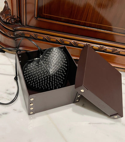 Le Coeur 21cm Black Metal Rivet Calfskin Shouder 243048