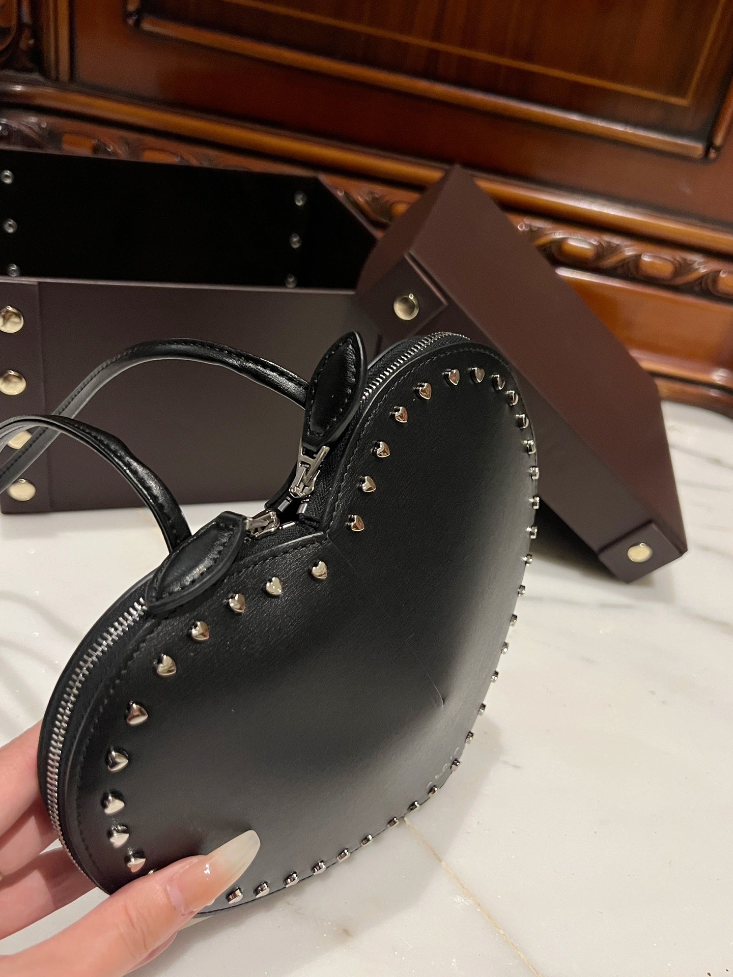 Le Coeur 21cm Black Heart Calfskin Shouder 243045