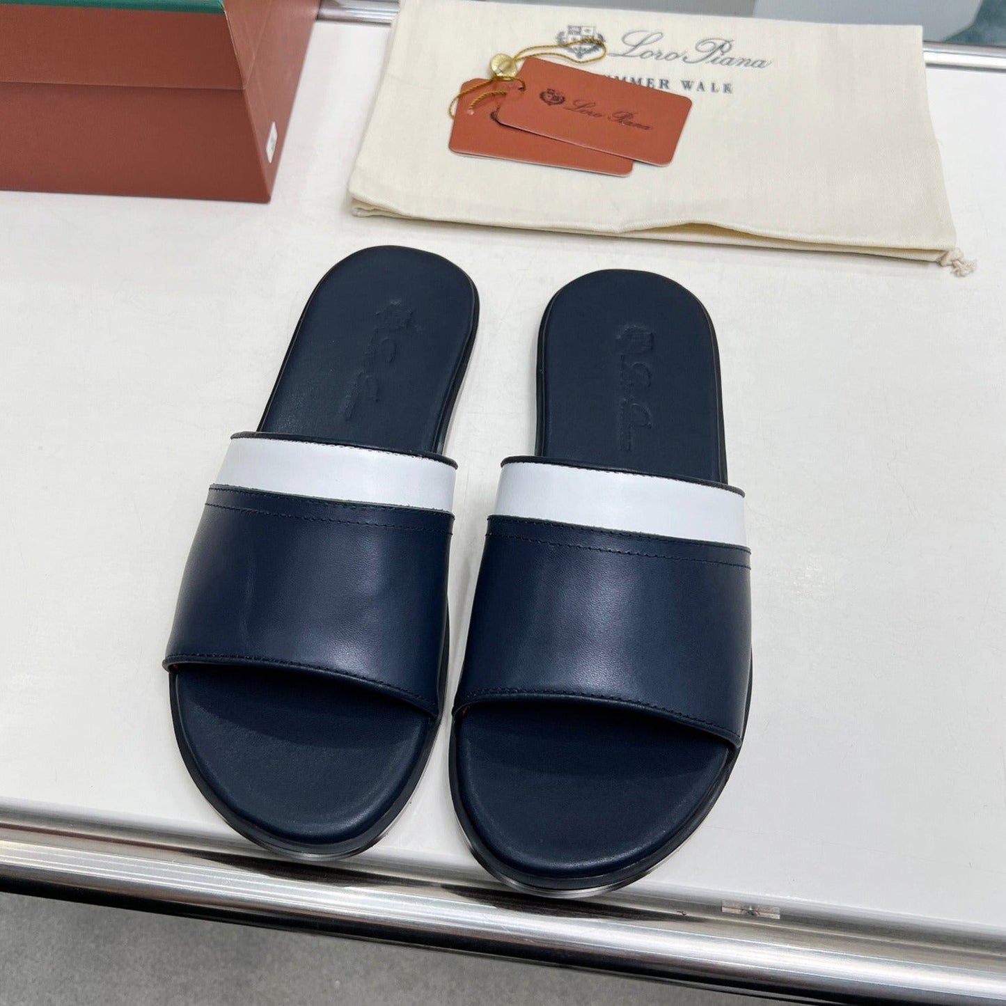 LP SLIPPER PATHON DENIM COLOR CALFSKIN