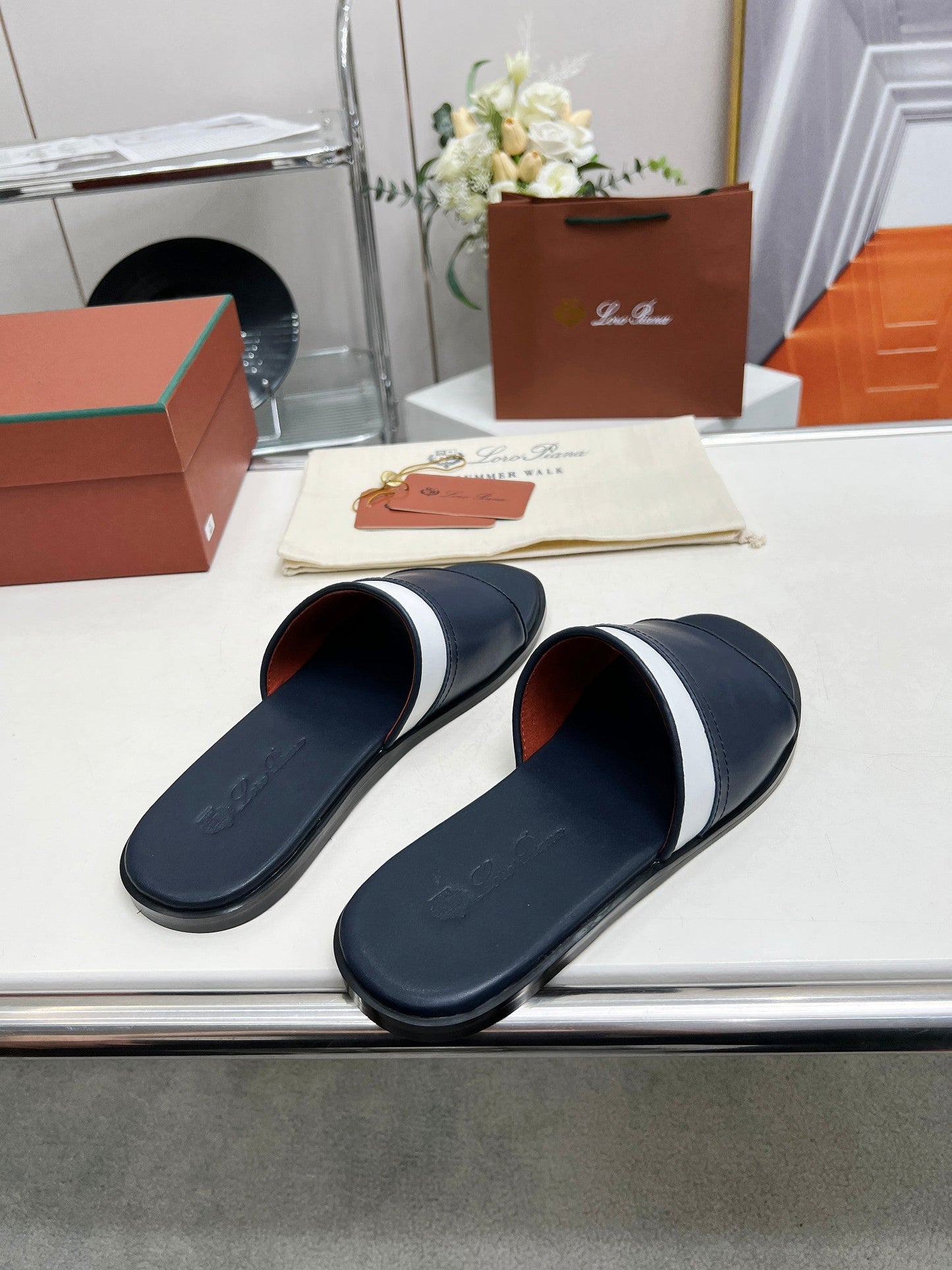 LP SLIPPER PATHON DENIM COLOR CALFSKIN