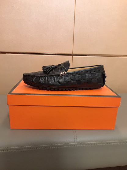 LV LOAFERS BLACK DAMIER CALFSKIN WITH TASSEL