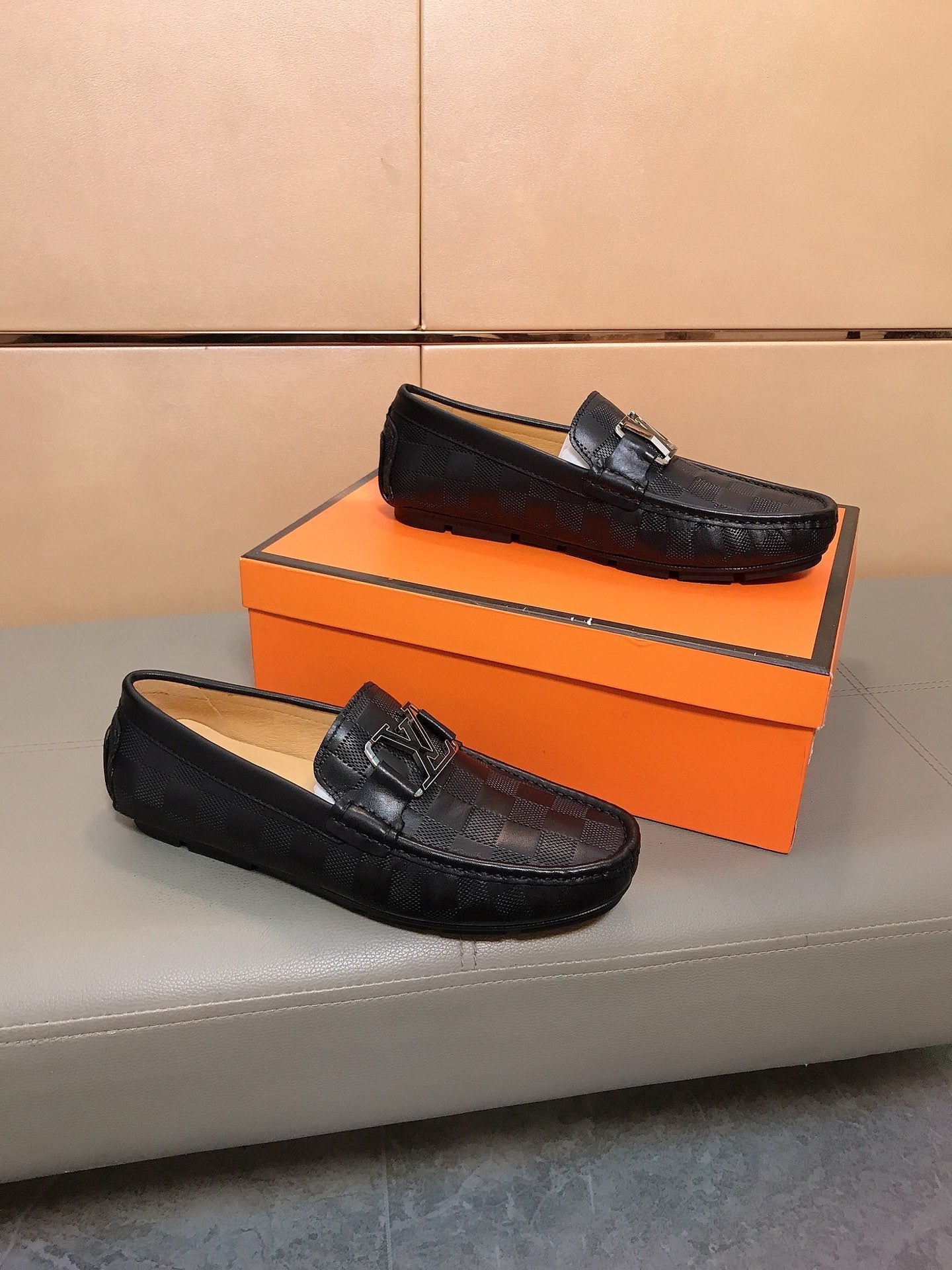 LV LOAFERS IN BLACK DAMIER CALFSKIN