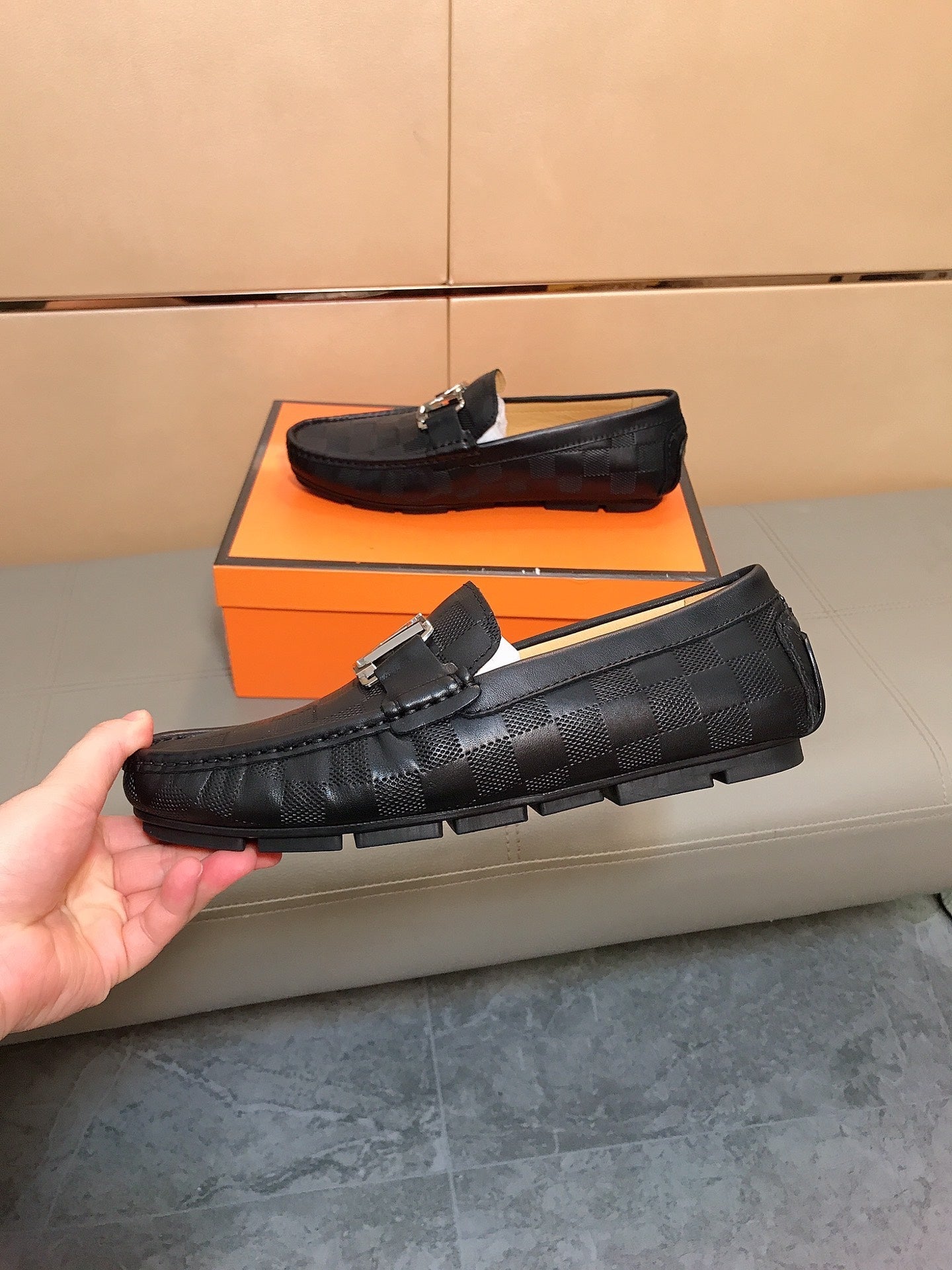 LV LOAFERS IN BLACK DAMIER CALFSKIN