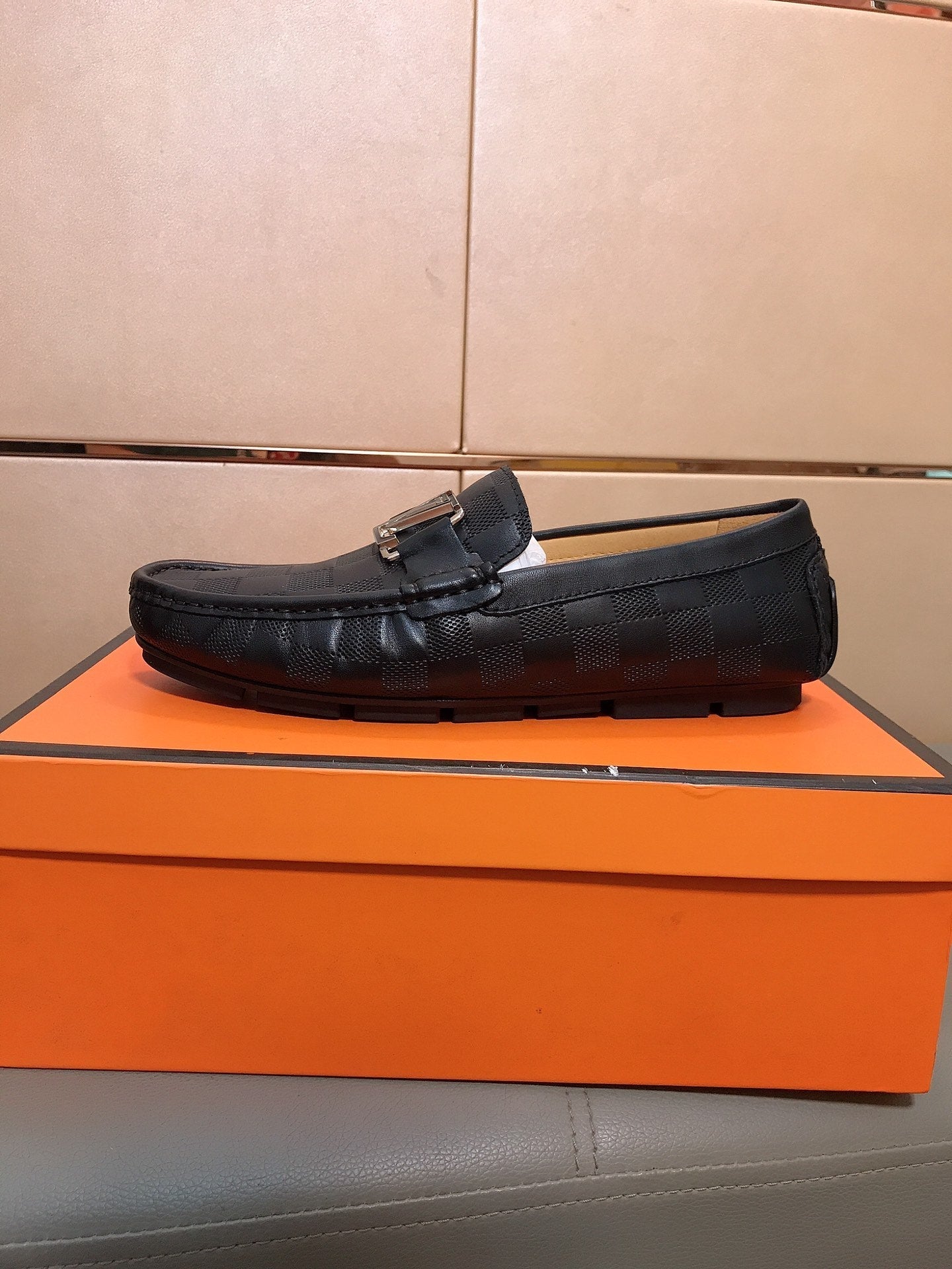 LV LOAFERS IN BLACK DAMIER CALFSKIN
