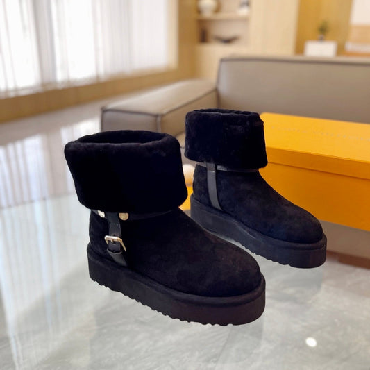LV Aspen Platform Ankle Boot Black Suede