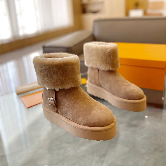 LV Aspen Platform Ankle Boot Beige Suede