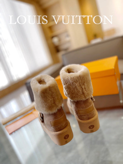 LV Aspen Platform Ankle Boot Beige Suede