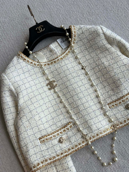 CC 25 Two-way Jacket White Wool Silk