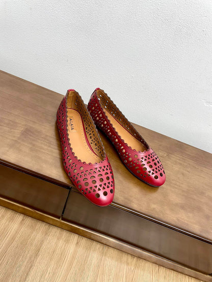 alaia ballet flat dark red vienne lambskin