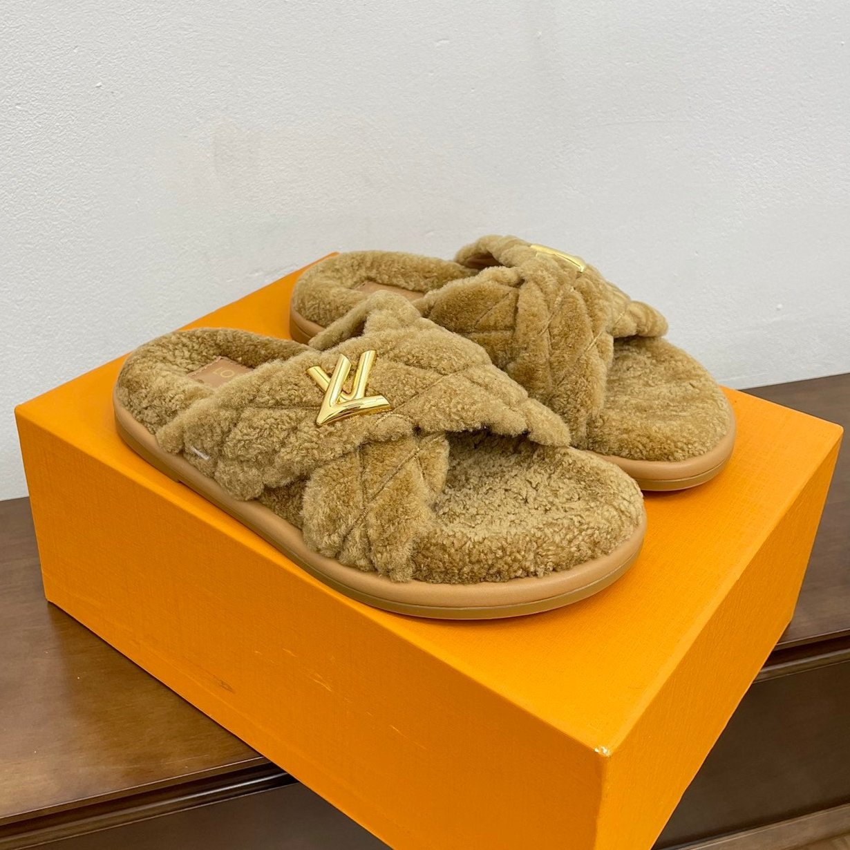LV Bliss Comfort Mule Brown Yellow Wool