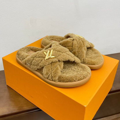 LV Bliss Comfort Mule Brown Yellow Wool