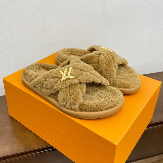 LV Bliss Comfort Mule Brown Yellow Wool