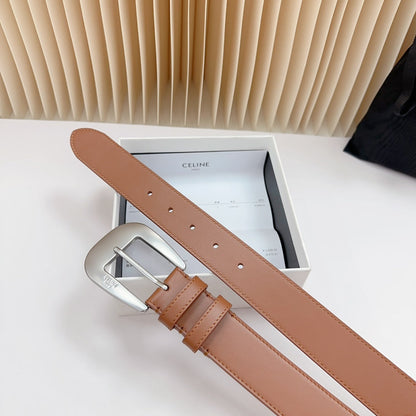 LARGE WESTERN 35 MM BELT BRONZE BROWN CALFSKIN SILVER HARDWARE