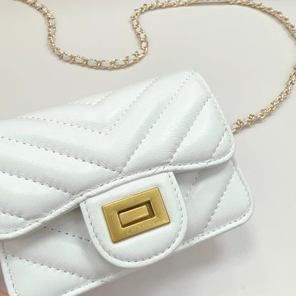 cc 2.55 belt white chevron lambskin bag