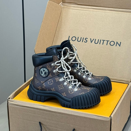 LV Ruby Flat Ranger Boots Dark Brown Calfskin