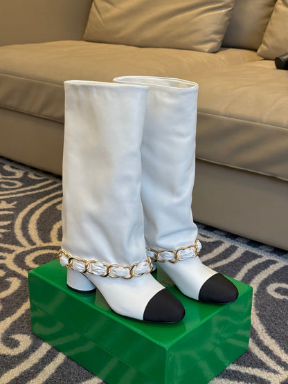 CC 25 High Boot White Calfskin 409133