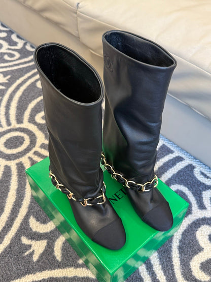 CC 25 High Boot Black Calfskin 409134