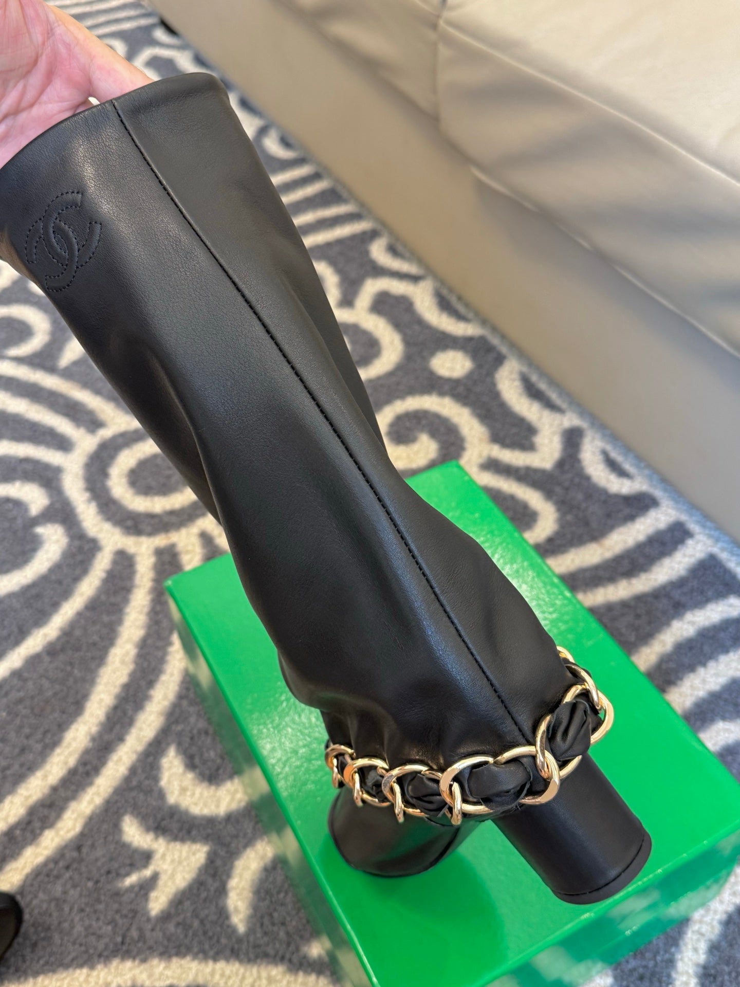 CC 25 High Boot Black Calfskin 409134