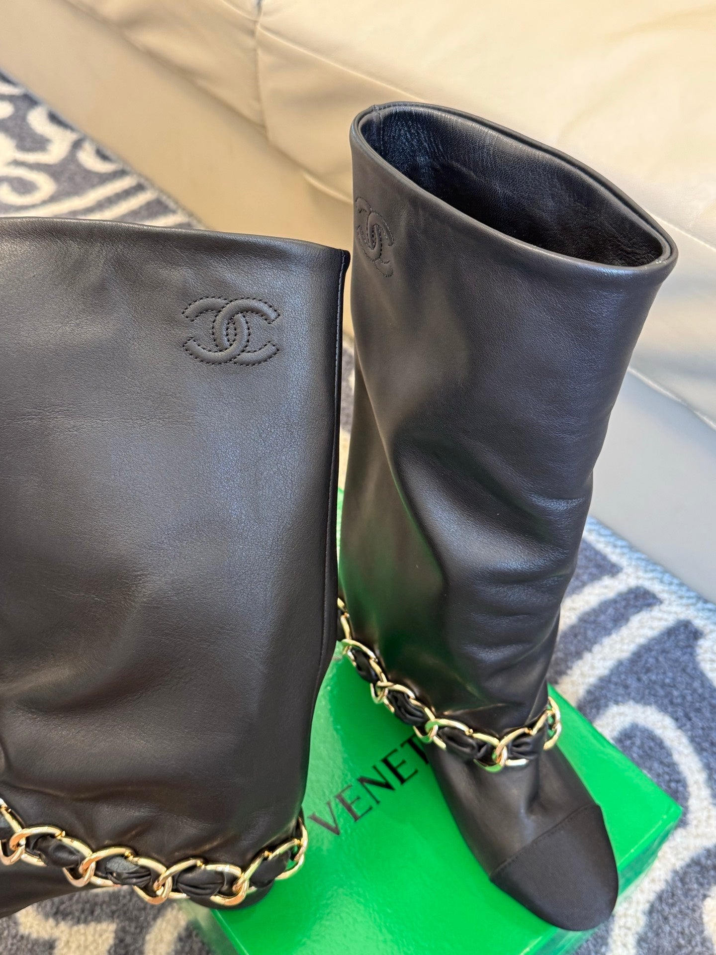 CC 25 High Boot Black Calfskin 409134