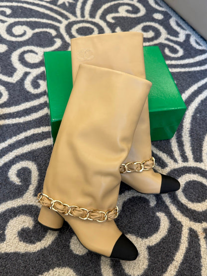 CC 25 High Boot Beige Calfskin 409135