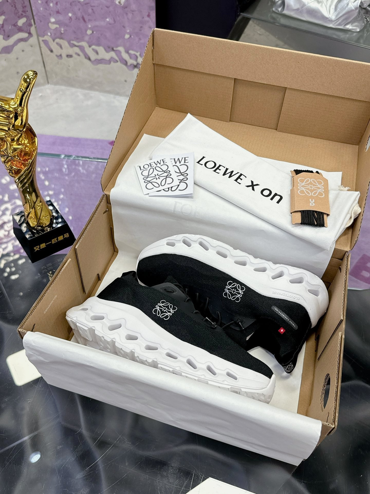 Loewe x On Cloudtilt Sneaker Black White Calfskin