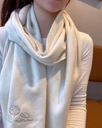 LP Grande Unita Scarf 180 CM In Ivory White With Light Yellow Cashmere 175043