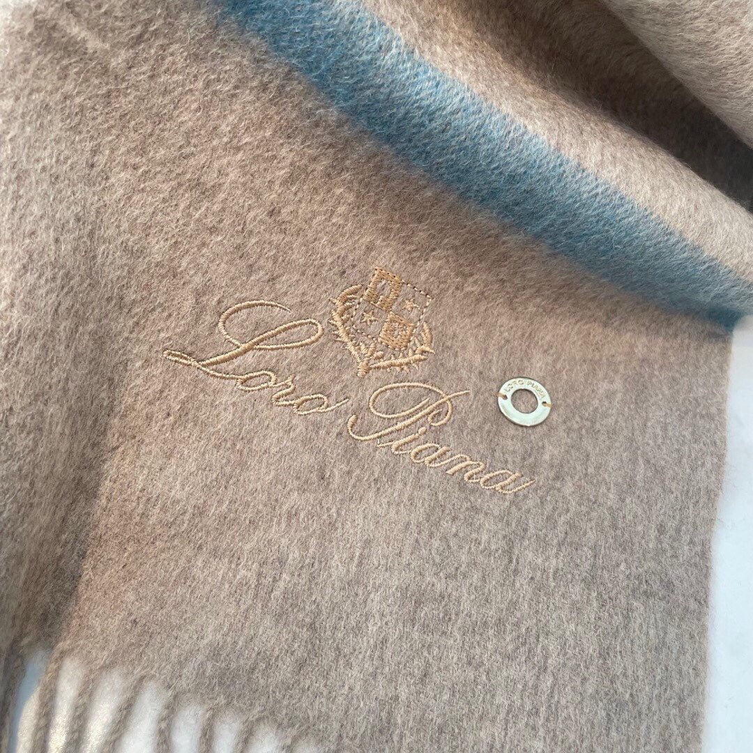LP Twelve Scarf 180 CM In Light Brown Mix Light Blue Cashmere 180946