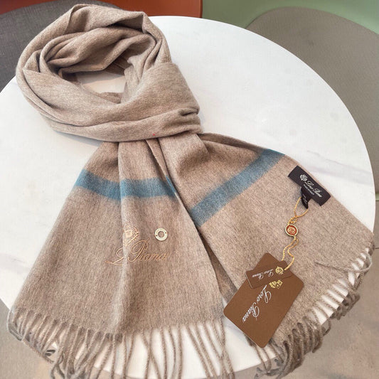 LP Twelve Scarf 180 CM In Light Brown Mix Light Blue Cashmere 180946