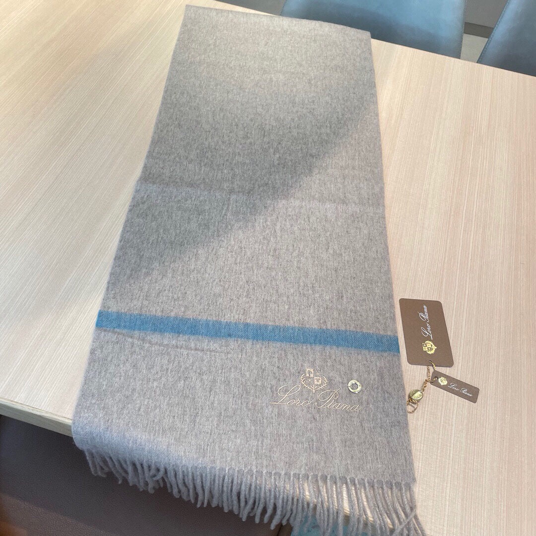 LP Twelve Scarf 180 CM In Light Brown Mix Light Blue Cashmere 180946