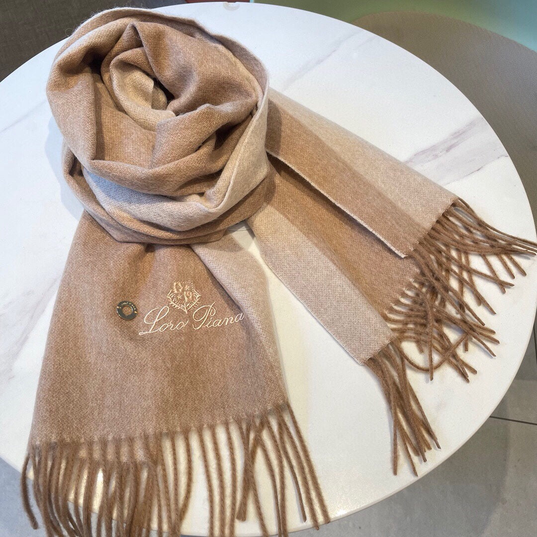 LP Grande Unita Scarf 180 CM In Dark Beige Mix Light Beige Cashmere 193785