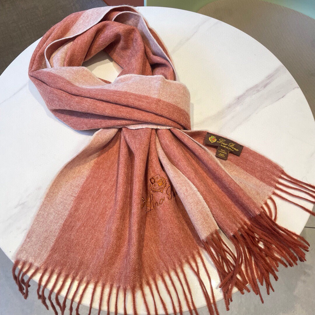 LP Grande Unita Scarf 180 CM In Coral Pink Mix Light Pink Cashmere 193786