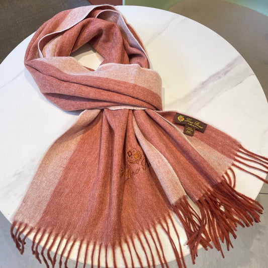 LP Grande Unita Scarf 180 CM In Coral Pink Mix Light Pink Cashmere 193786