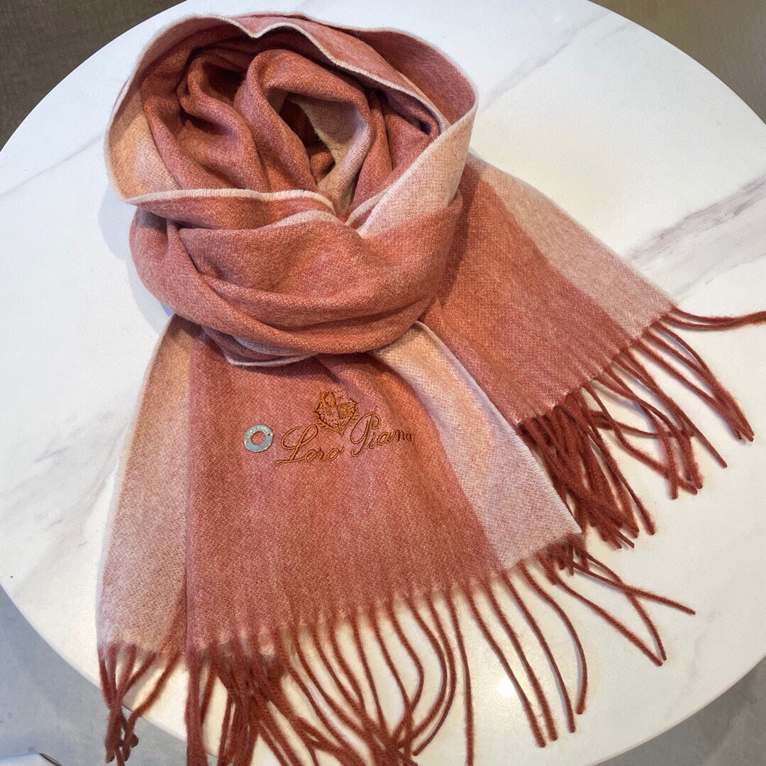 LP Grande Unita Scarf 180 CM In Coral Pink Mix Light Pink Cashmere 193786