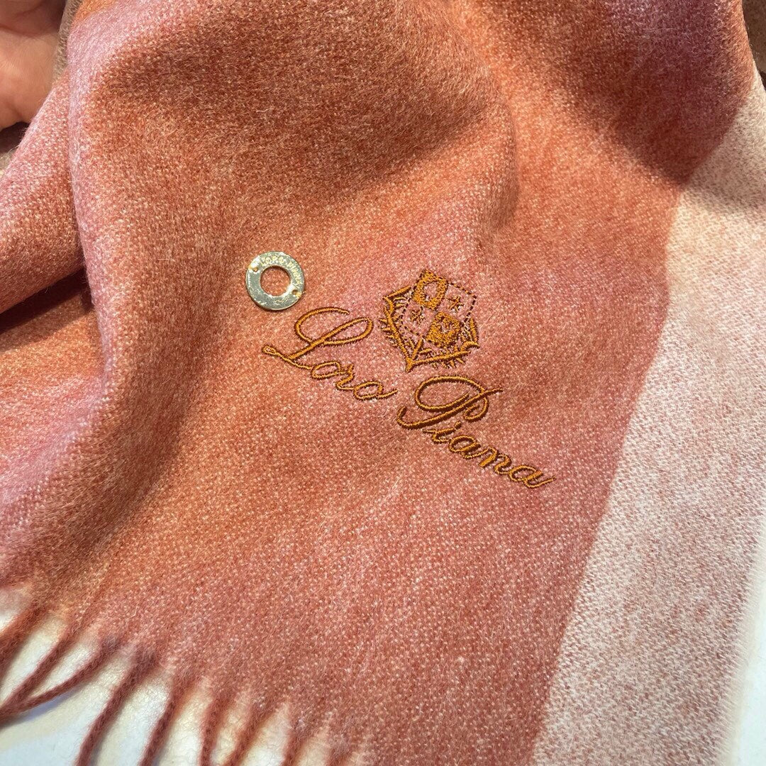 LP Grande Unita Scarf 180 CM In Coral Pink Mix Light Pink Cashmere 193786