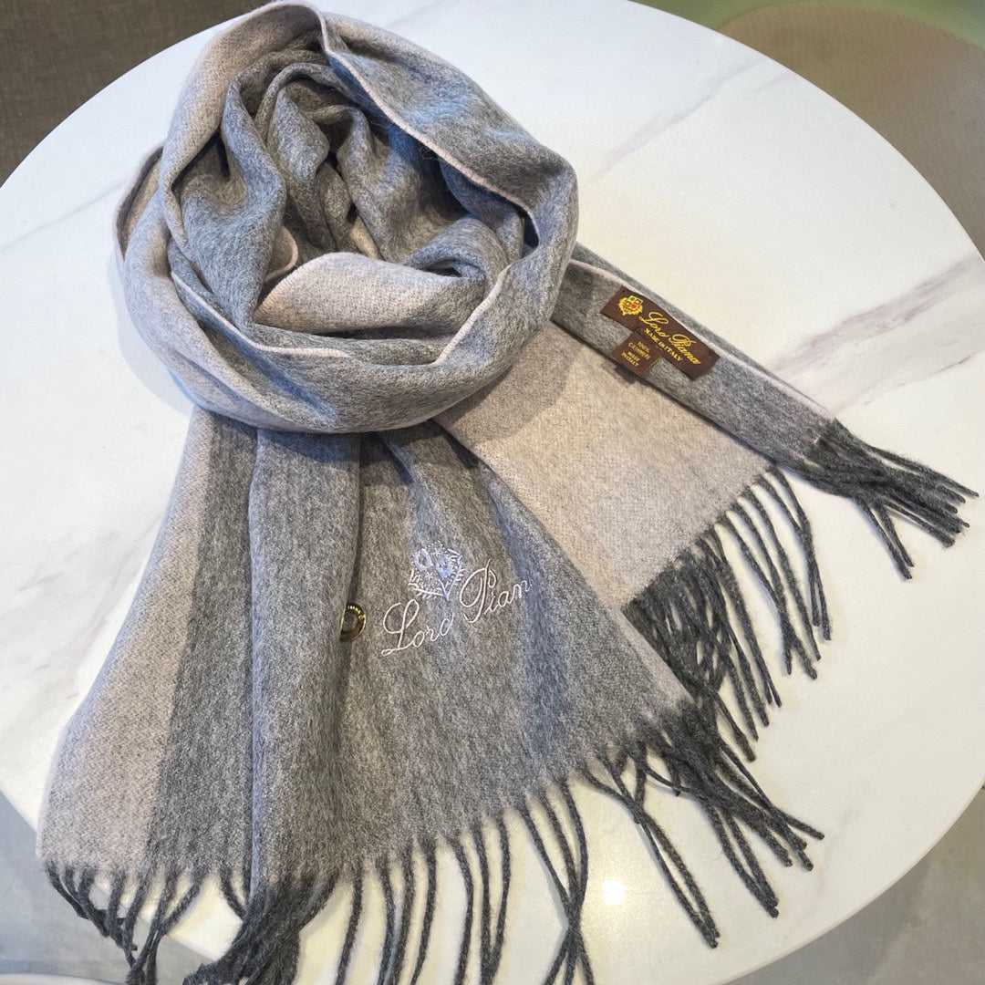 LP Grande Unita Scarf 180 CM In Dark Grey Mix Light Grey Cashmere  208871