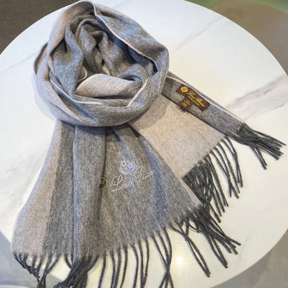 LP Grande Unita Scarf 180 CM In Dark Grey Mix Light Grey Cashmere  208871
